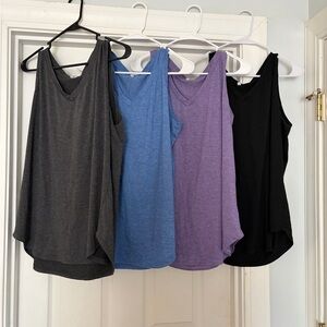 Women's Sleeveless V-Neck Tops - Black, Gray, Blue, Purple